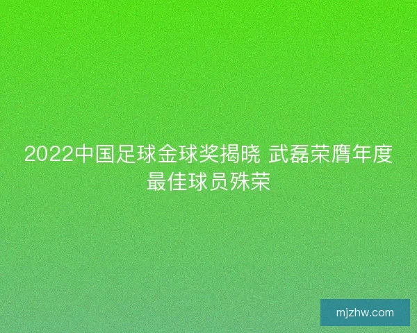 2022中国足球金球奖揭晓 武磊荣膺年度最佳球员殊荣
